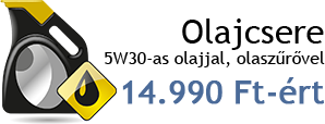 Olajcsere 5W30-as olajjal, olajszűrővel 14.990 Ft-ért! Olajcsere 5W30-as olajjal, olajszűrővel 14.990 Ft-ért!